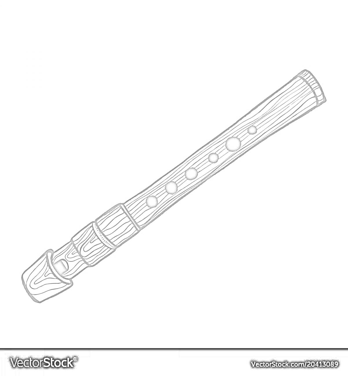 Раскраска Раскраска с изображением дудочки с шестью отверстиями для пальцев