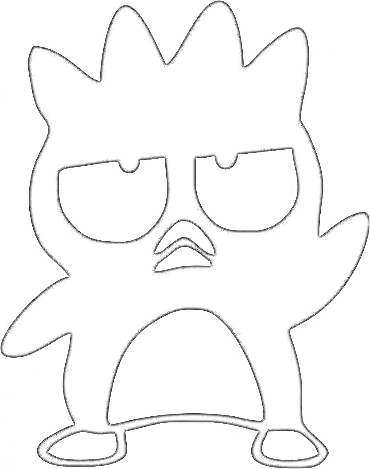 Раскраска Бадц Мару, персонаж с руками и ногами, с большими глазами и острыми волосами