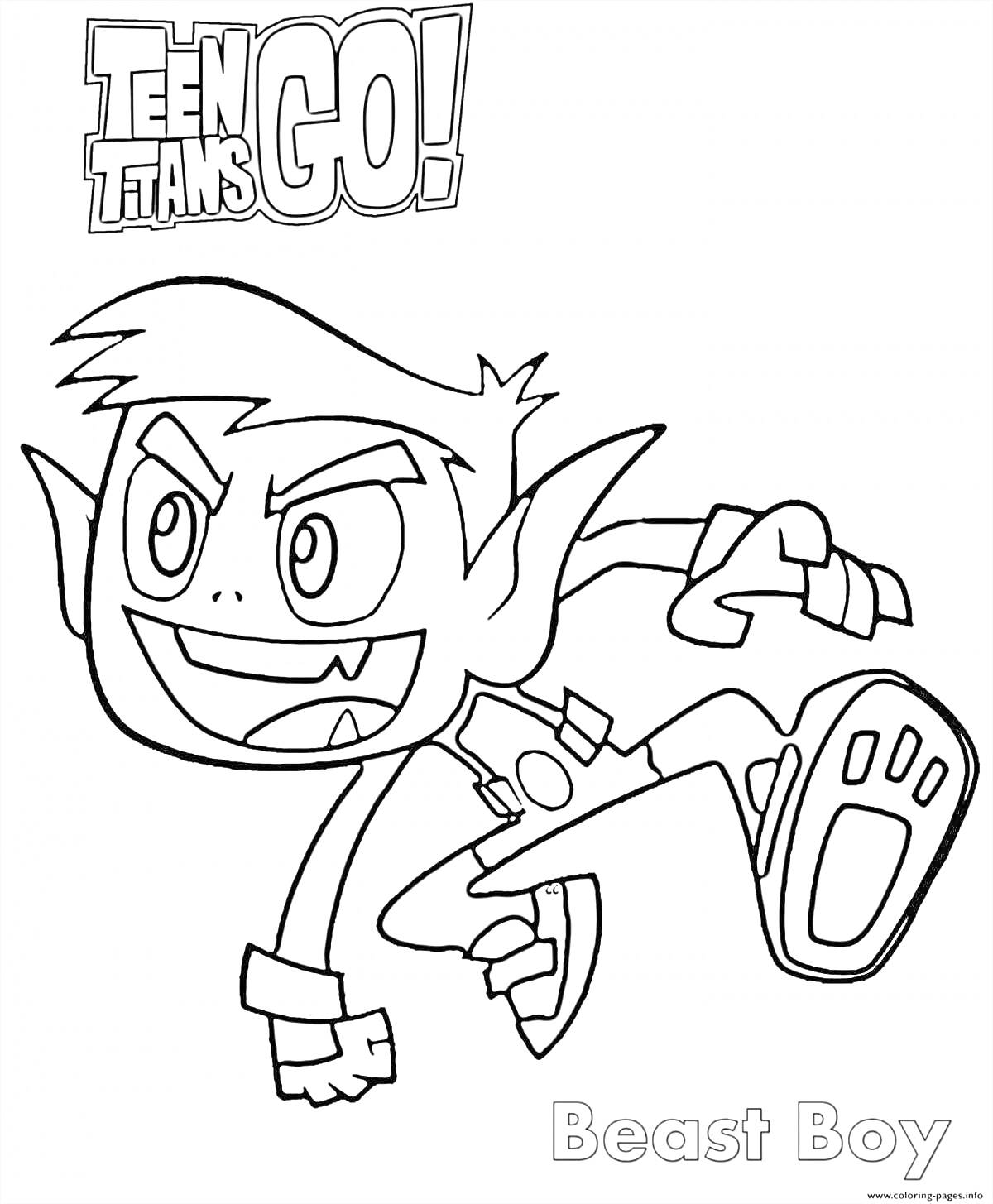 Раскраска Teen Titans Go! Beast Boy в прыжке