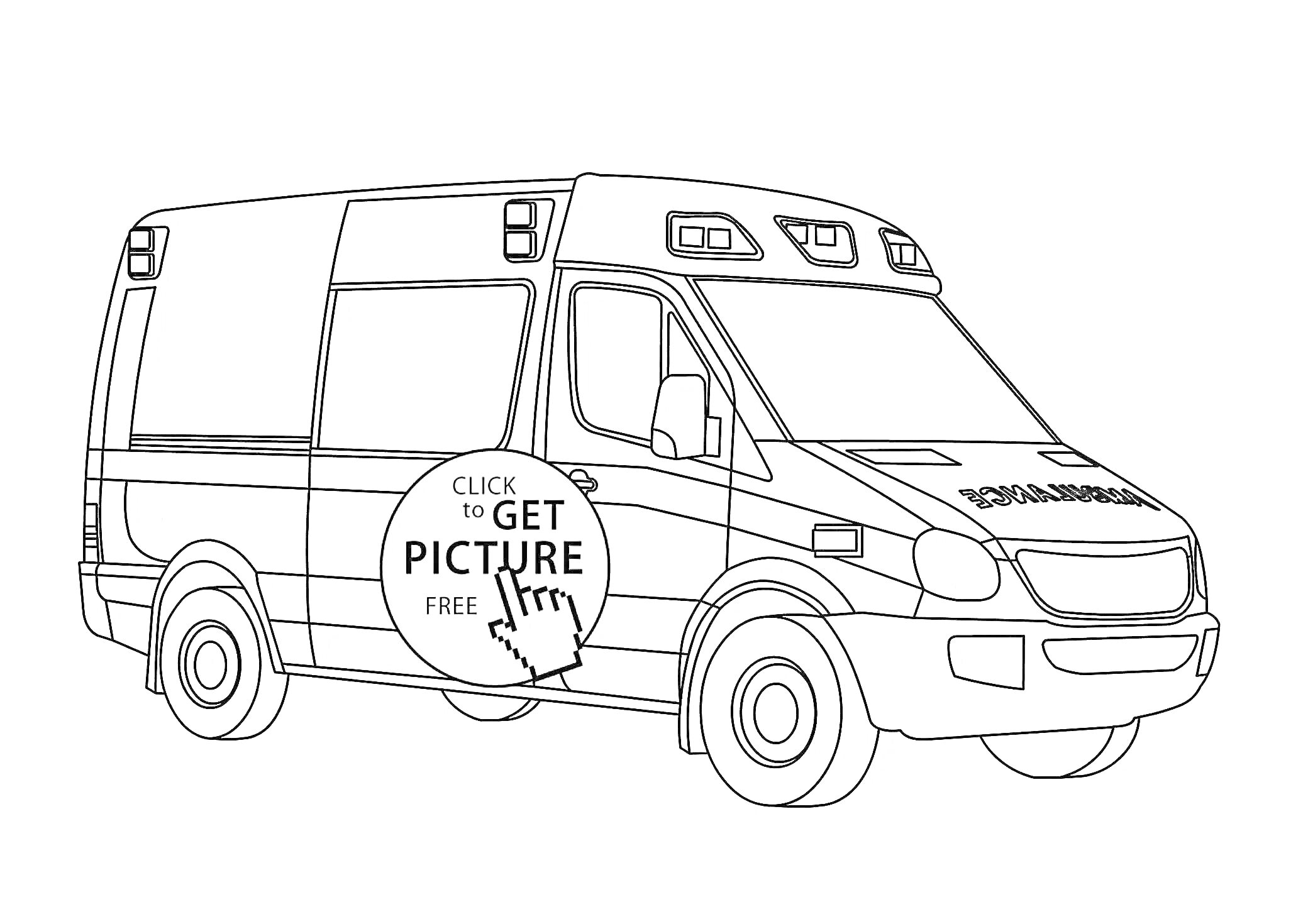 На раскраске изображено: Полицейская машина, Фургон, Буханка, Полиция, Мигалки, Транспорт