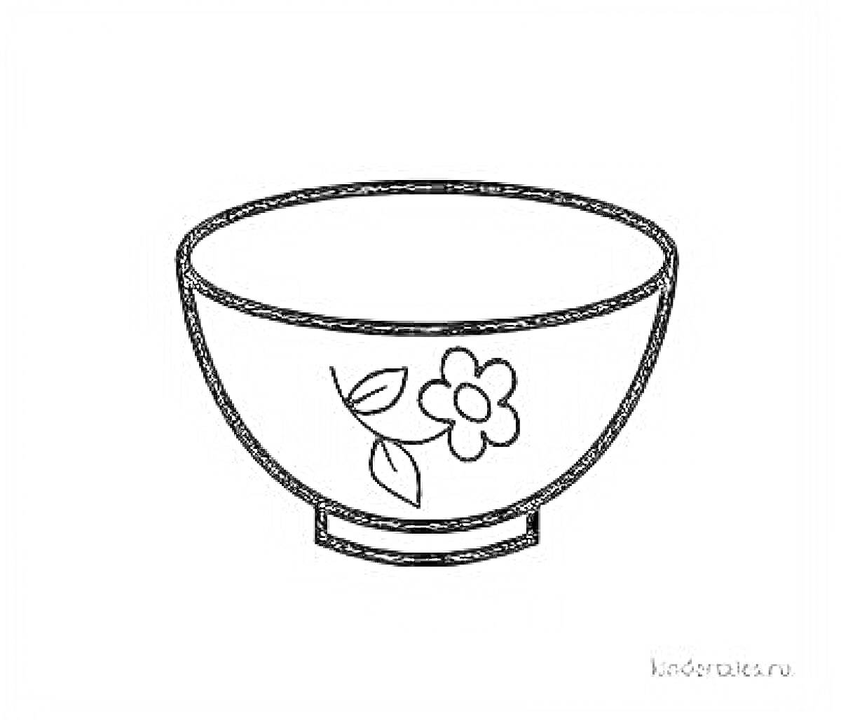 Раскраска Миска с цветочным орнаментом