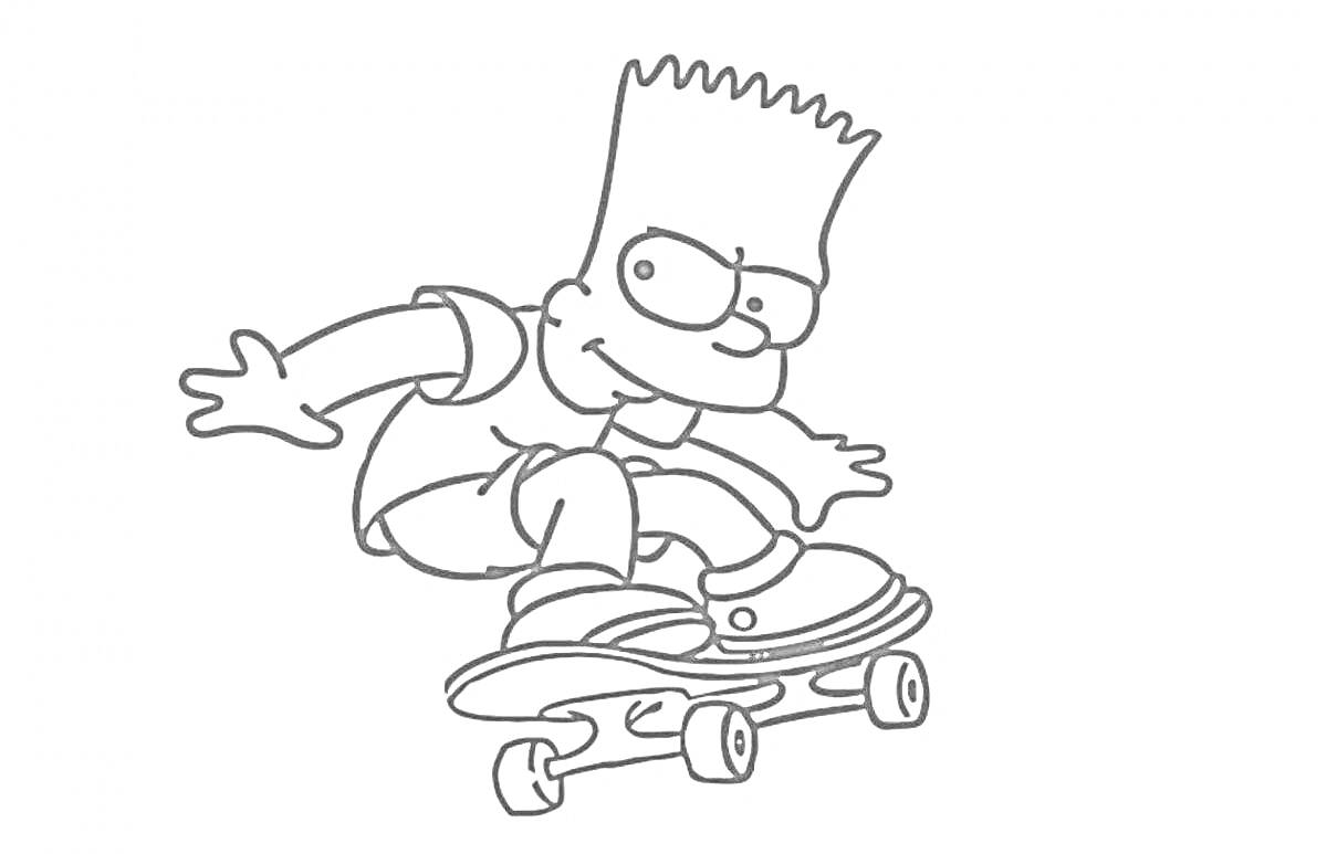 На раскраске изображено: Мальчик, Скейтборд, Активность, Спорт