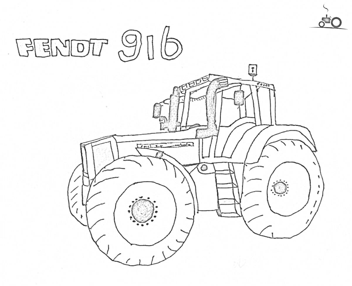 Раскраска Трактор Fendt 916 с большими колесами и кабиной