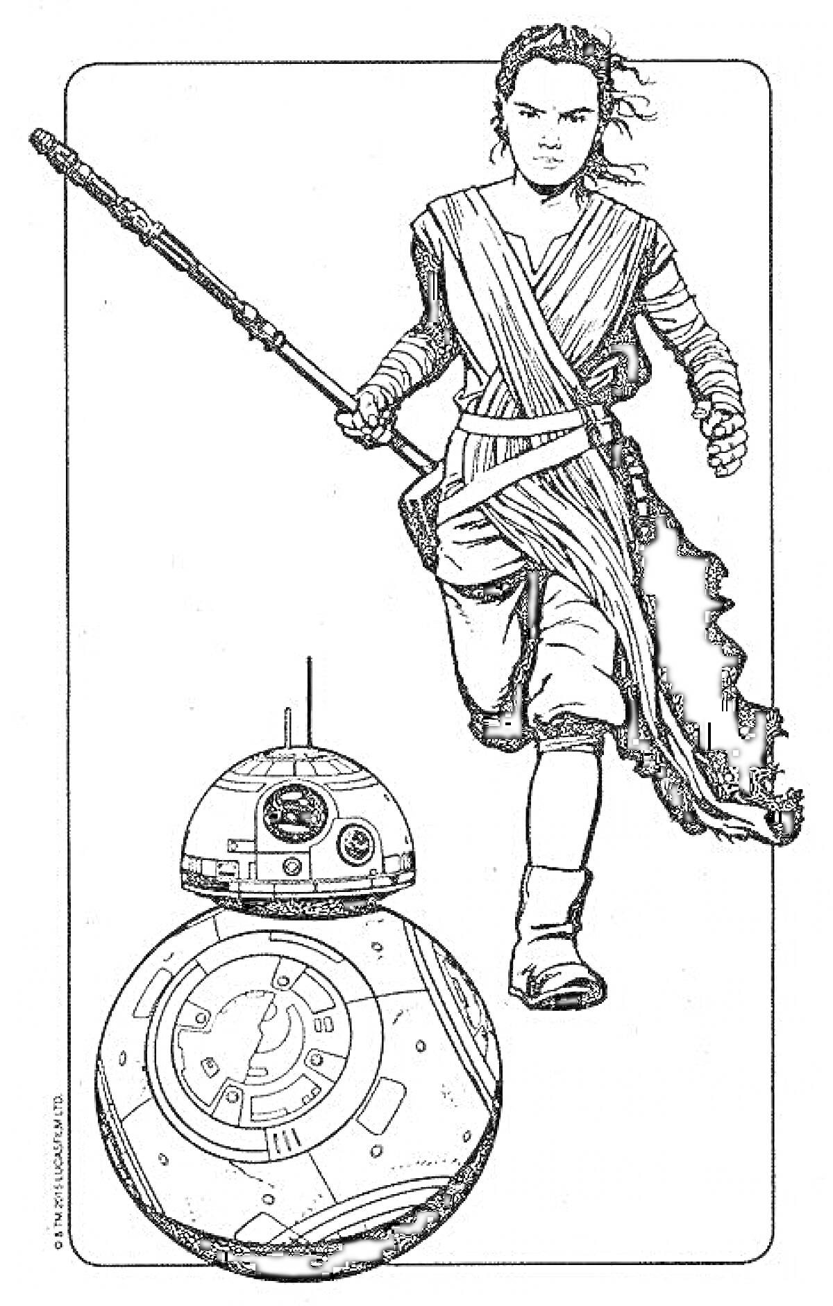 Раскраска Рей и BB-8 из 