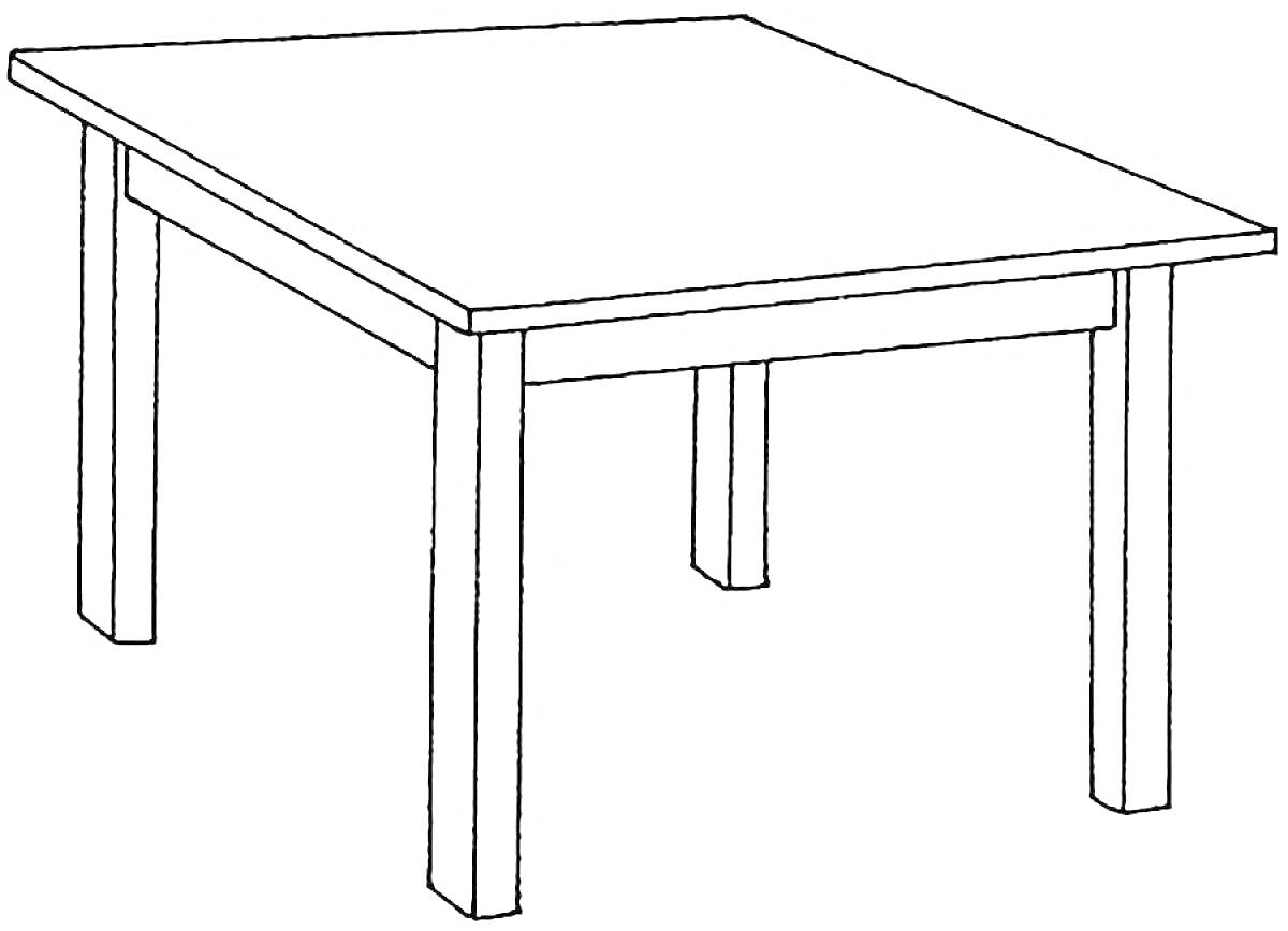 Раскраска Стол для детей с четырьмя ножками
