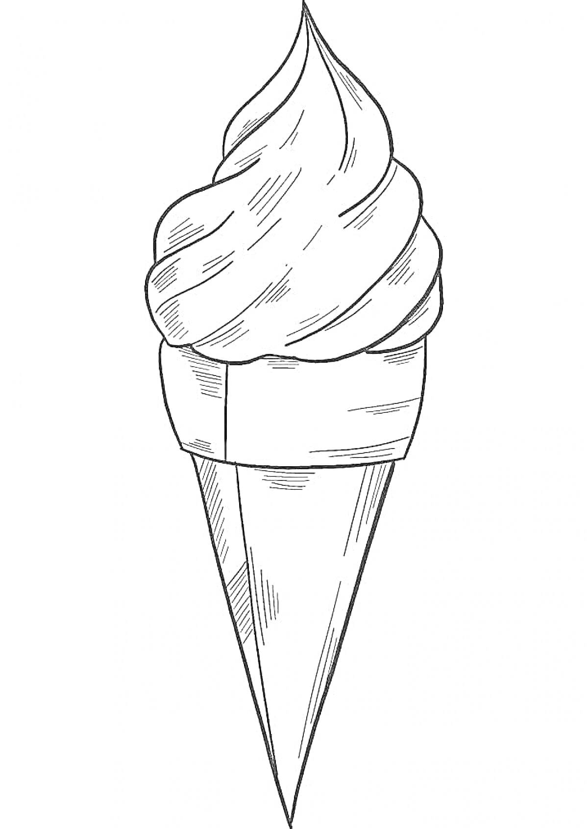 Раскраска Мороженое в вафельном рожке