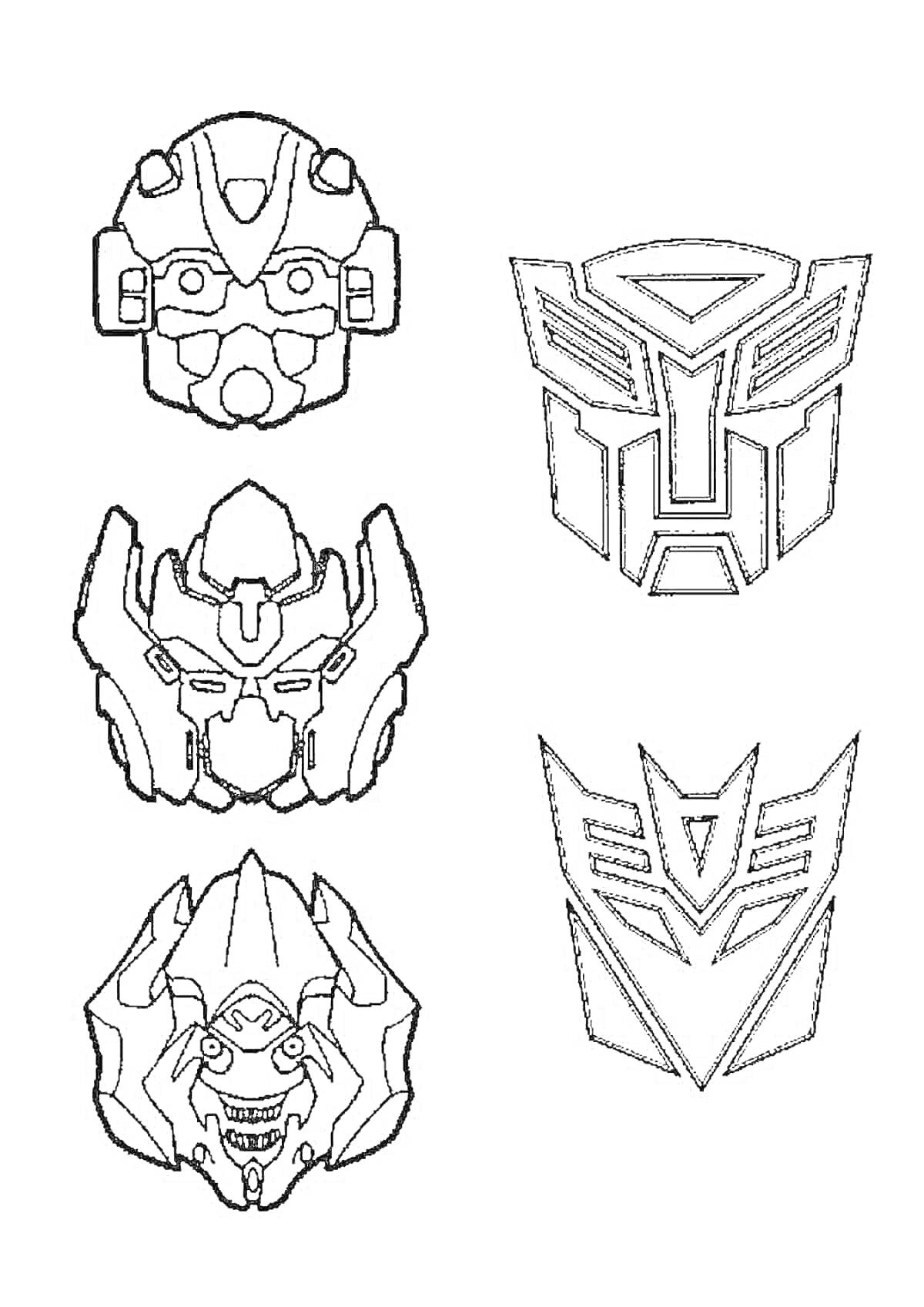 На раскраске изображено: Бамблби, Маска, Трансформеры