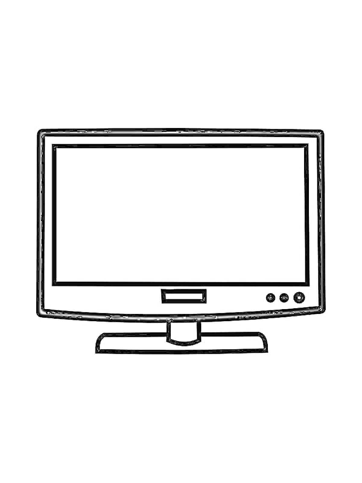 Раскраска Телевизор с кнопками и экраном