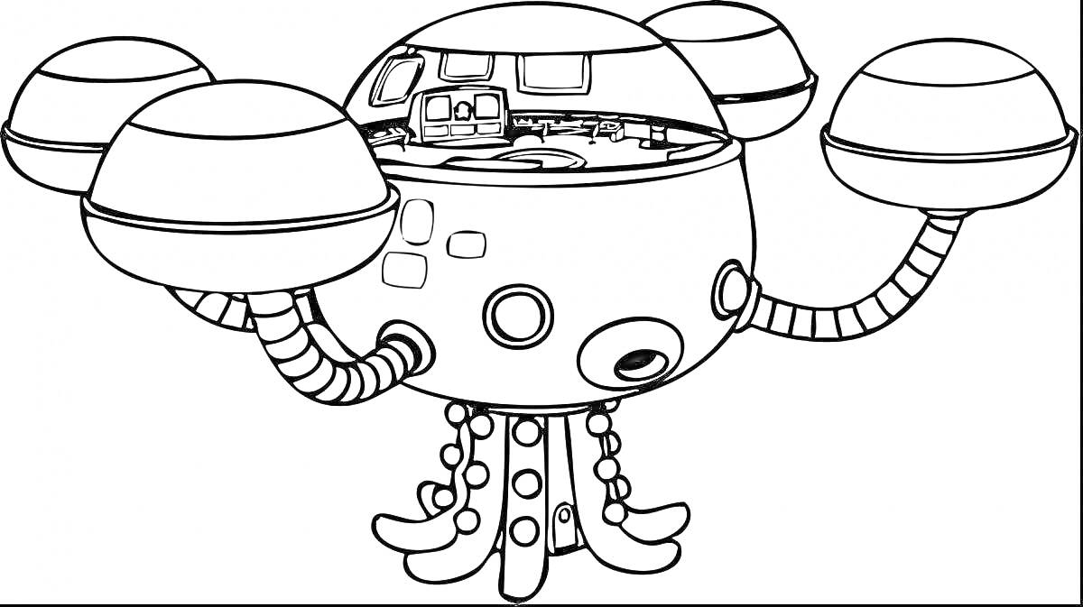 Раскраска Октомодуль с лапами и управлением в центре