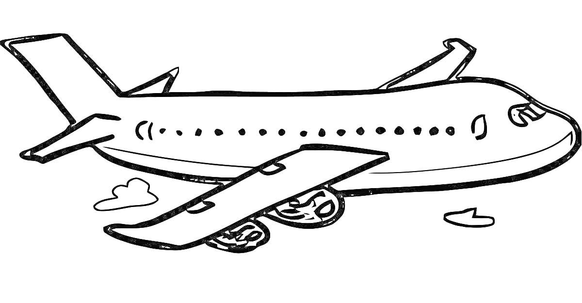 На раскраске изображено: Крылья, Облака, Авиация, Самолеты
