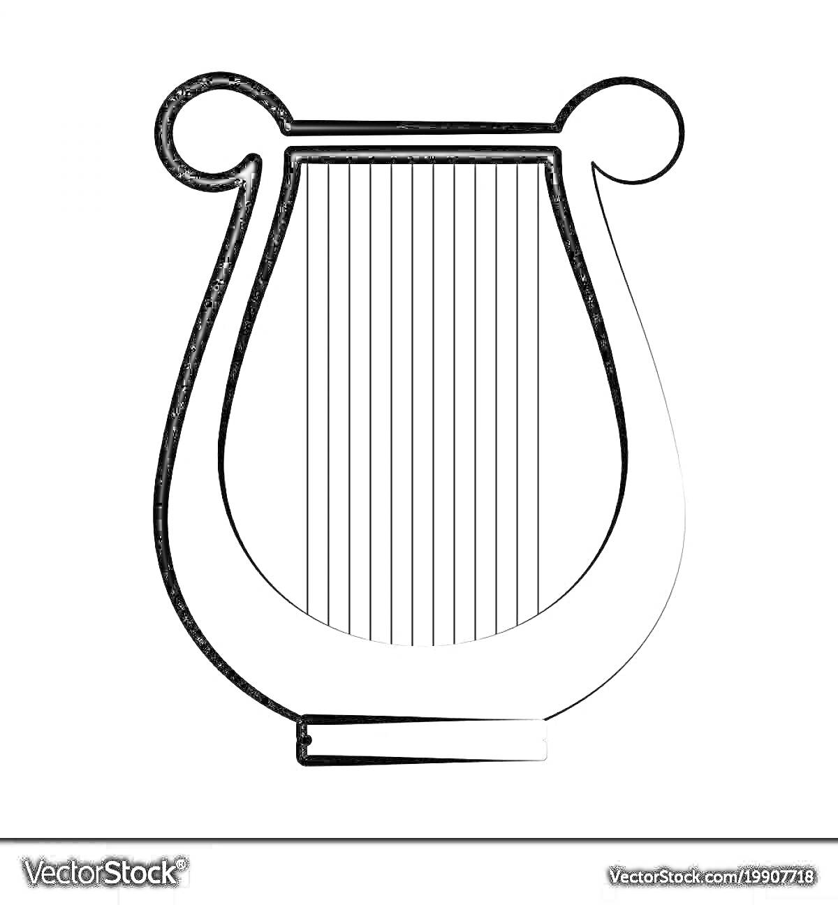 Раскраска Лира с вертикальными струнами