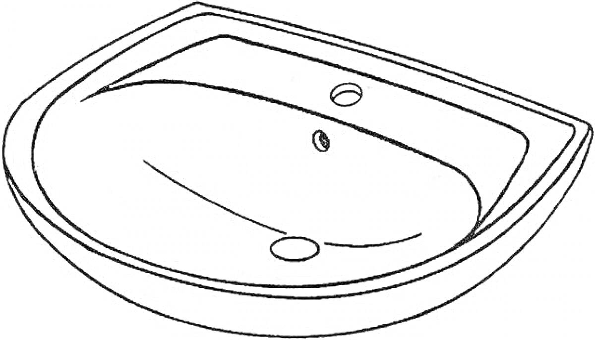 Раскраска Раковина с двумя отверстиями для смесителя и слива