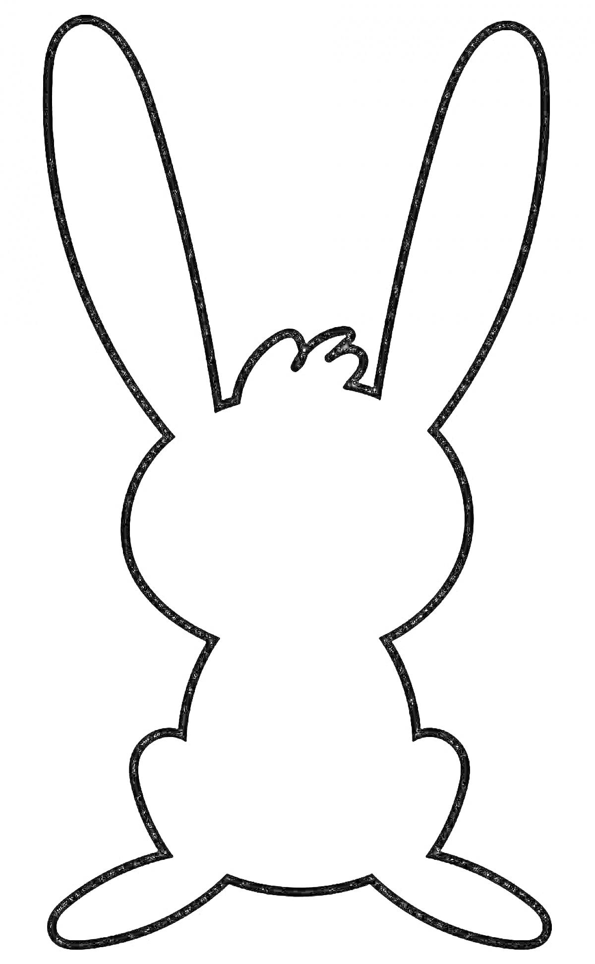 Раскраска Контур сидящего зайца с поднятыми ушами