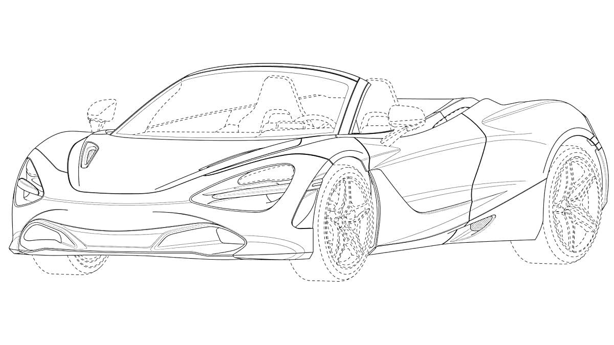 Спортивный автомобиль Тесла со сложными деталями кузова