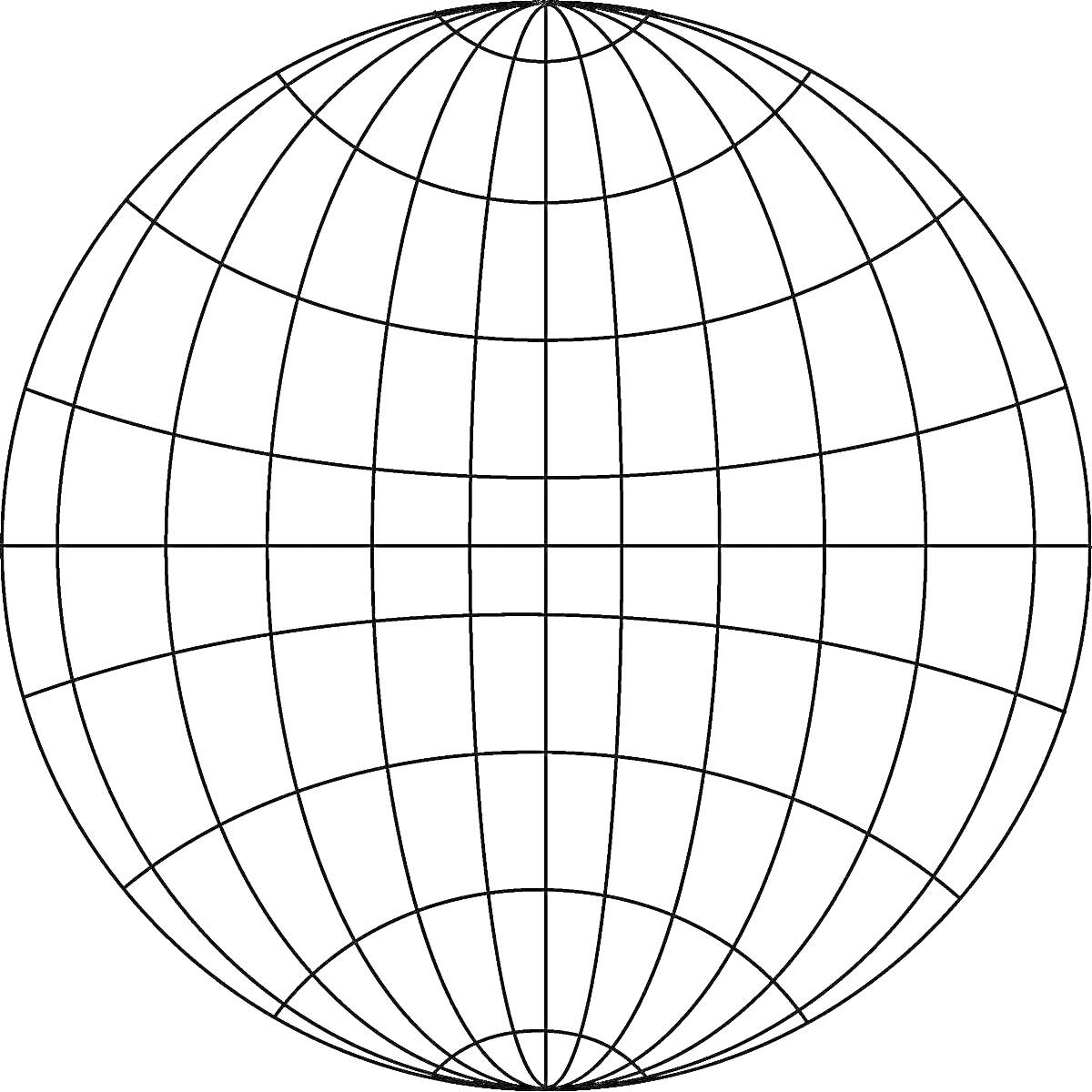 На раскраске изображено: Глобус, Экватор, Параллели, Линии, Карта мира, География