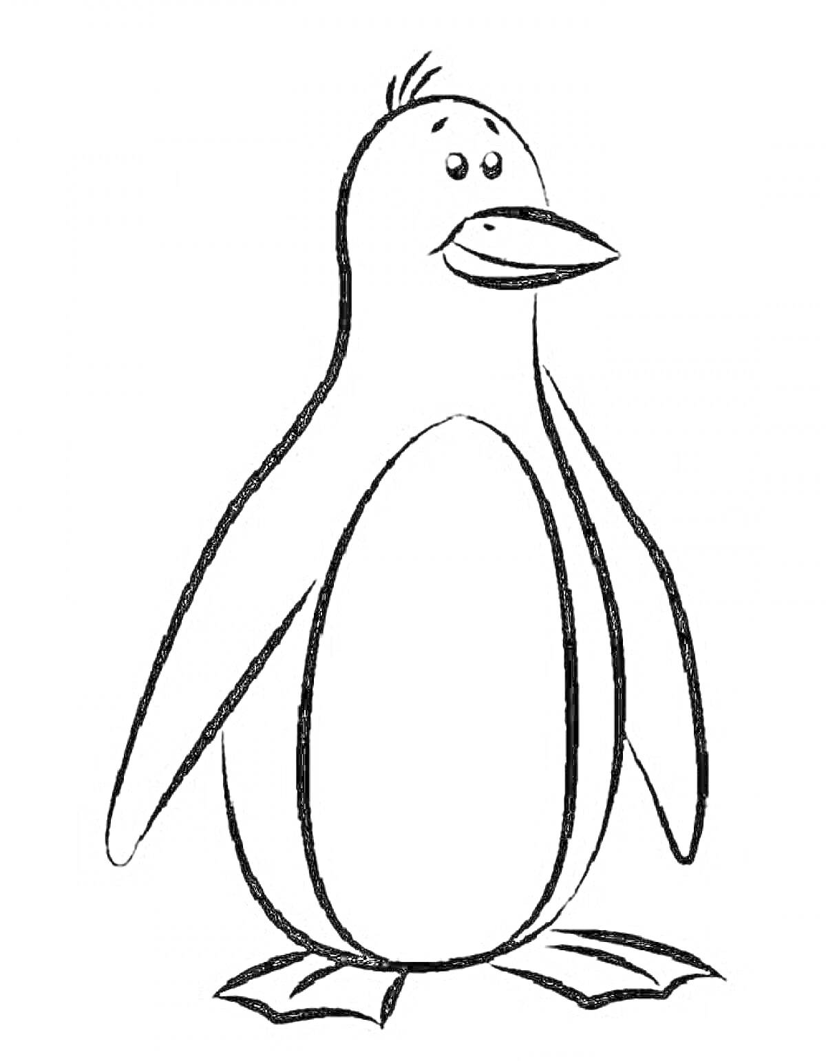 Раскраска Пингвин с весёлыми глазами и клювом