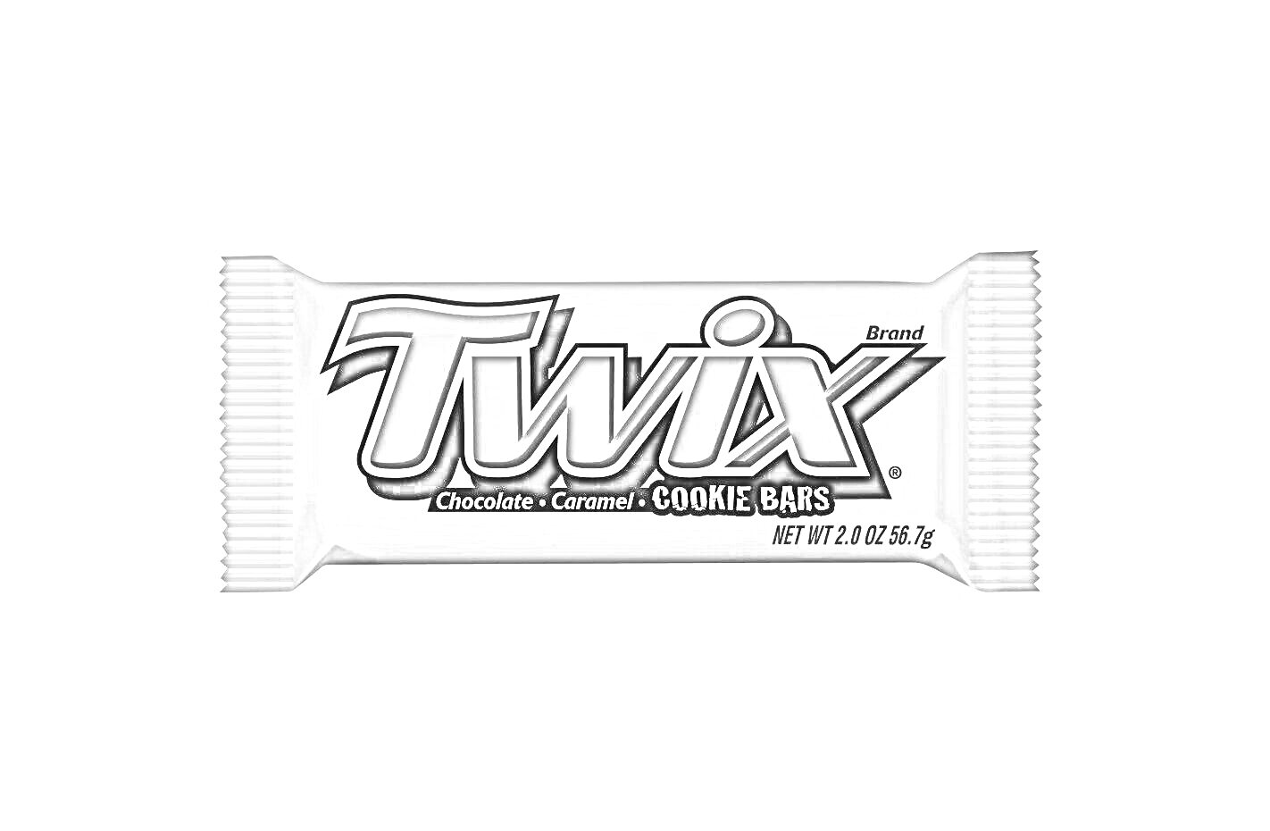 На раскраске изображено: Twix, Шоколадный батончик, Упаковка, Сладости, Шоколад, Карамель, Печенье, Кондитерские изделия