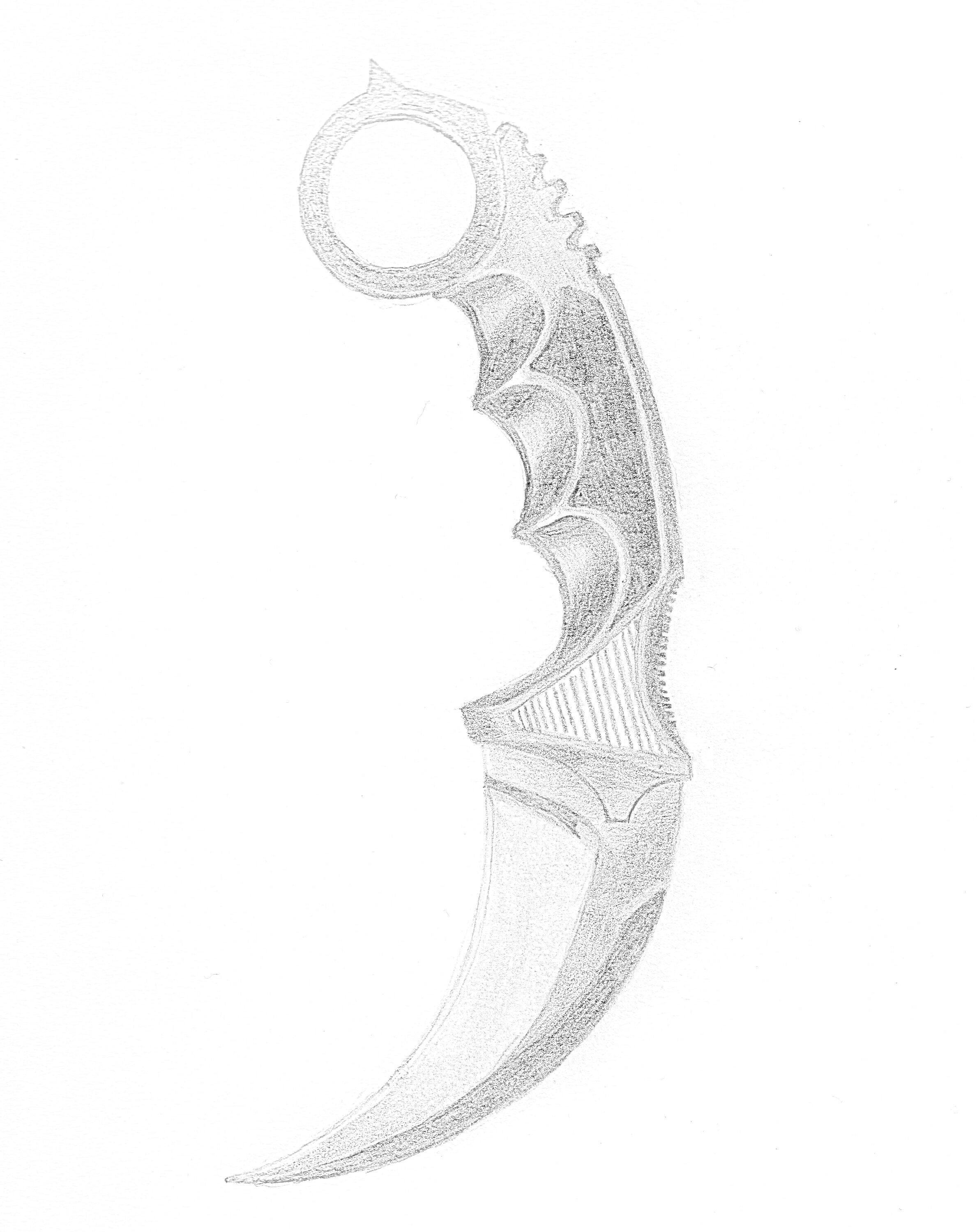 На раскраске изображено: Керамбит, Нож, Изогнутое лезвие, Кольцо для пальца, Ручка, Оружие