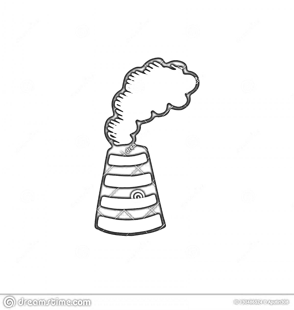 Раскраска Труба с дымом, полосатая труба, облако дыма