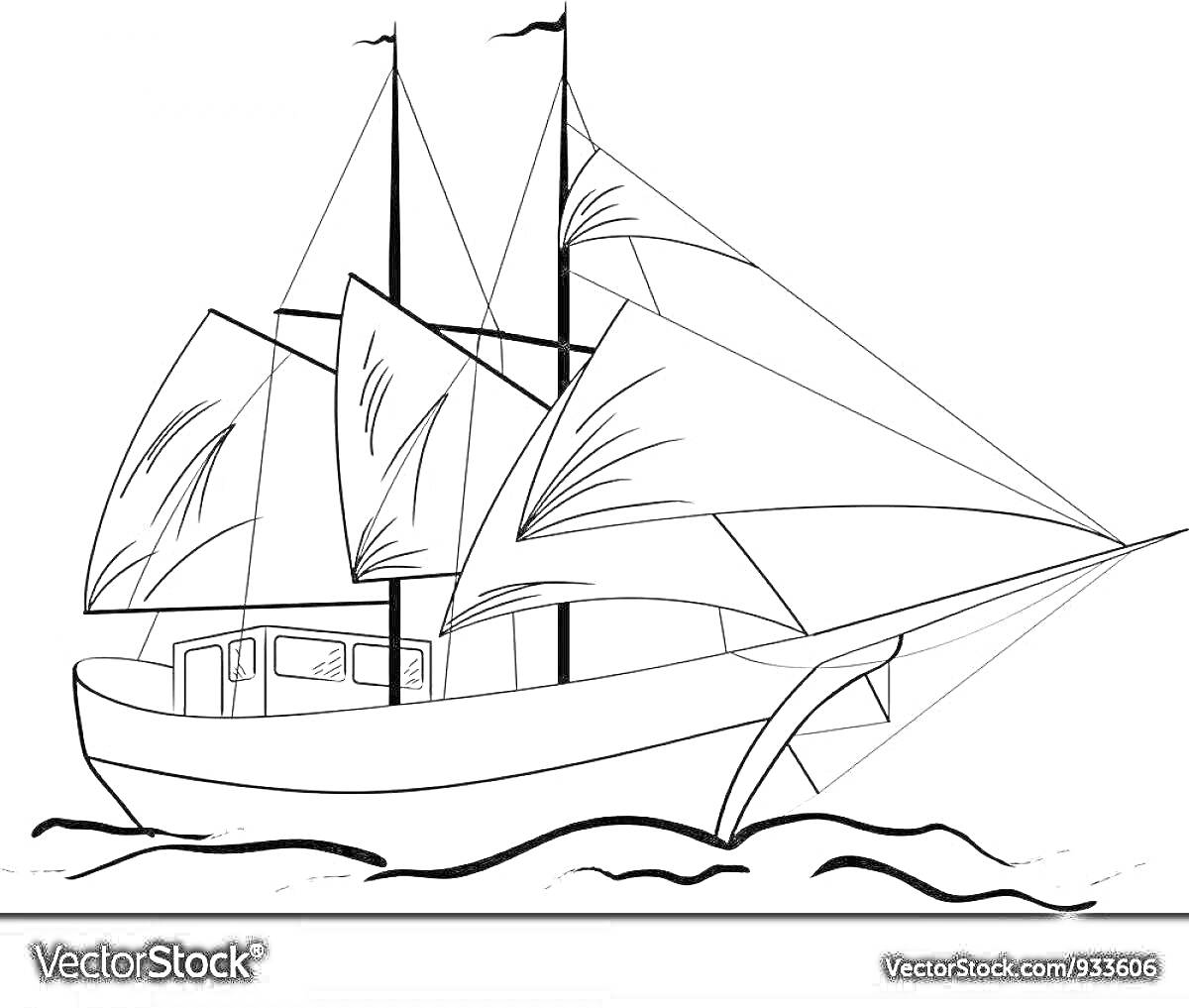 На раскраске изображено: Корабль, Море, Плавание, Литература, Школа, 6 класс