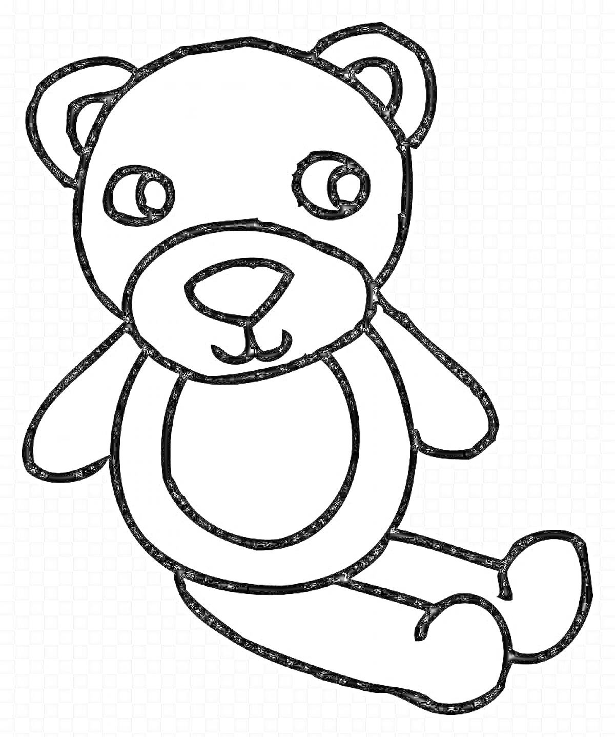 Раскраска Плюшевый медведь с большими глазами, носиком и лапками