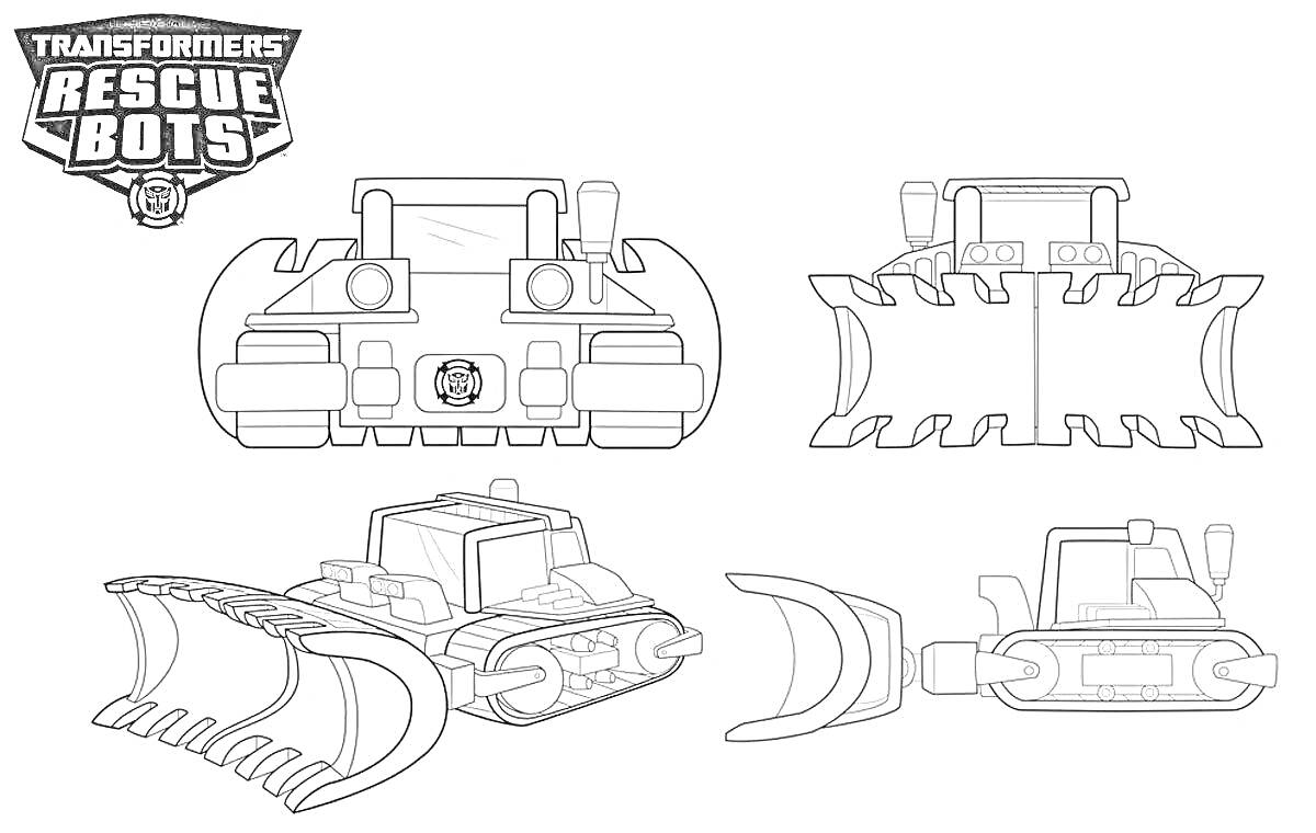 На раскраске изображено: Трансформеры, Робот, Ковш, Игрушки