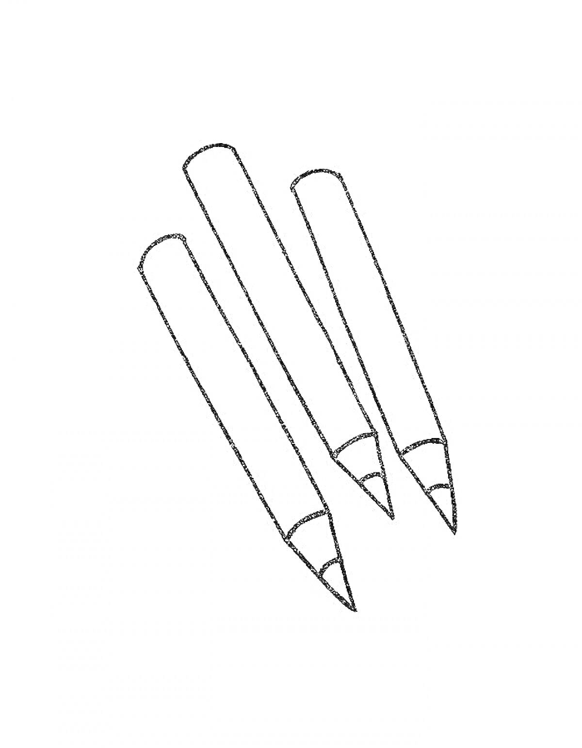Раскраска Три карандаша с острыми концами