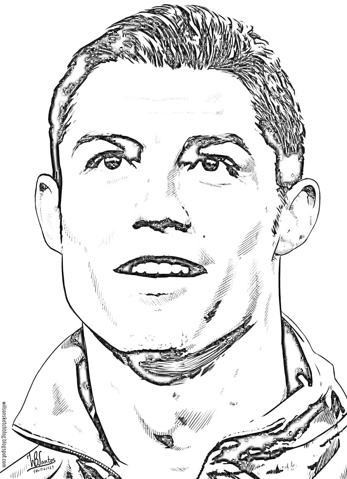 Раскраска Портрет человека с короткими волосами и спортивной курткой