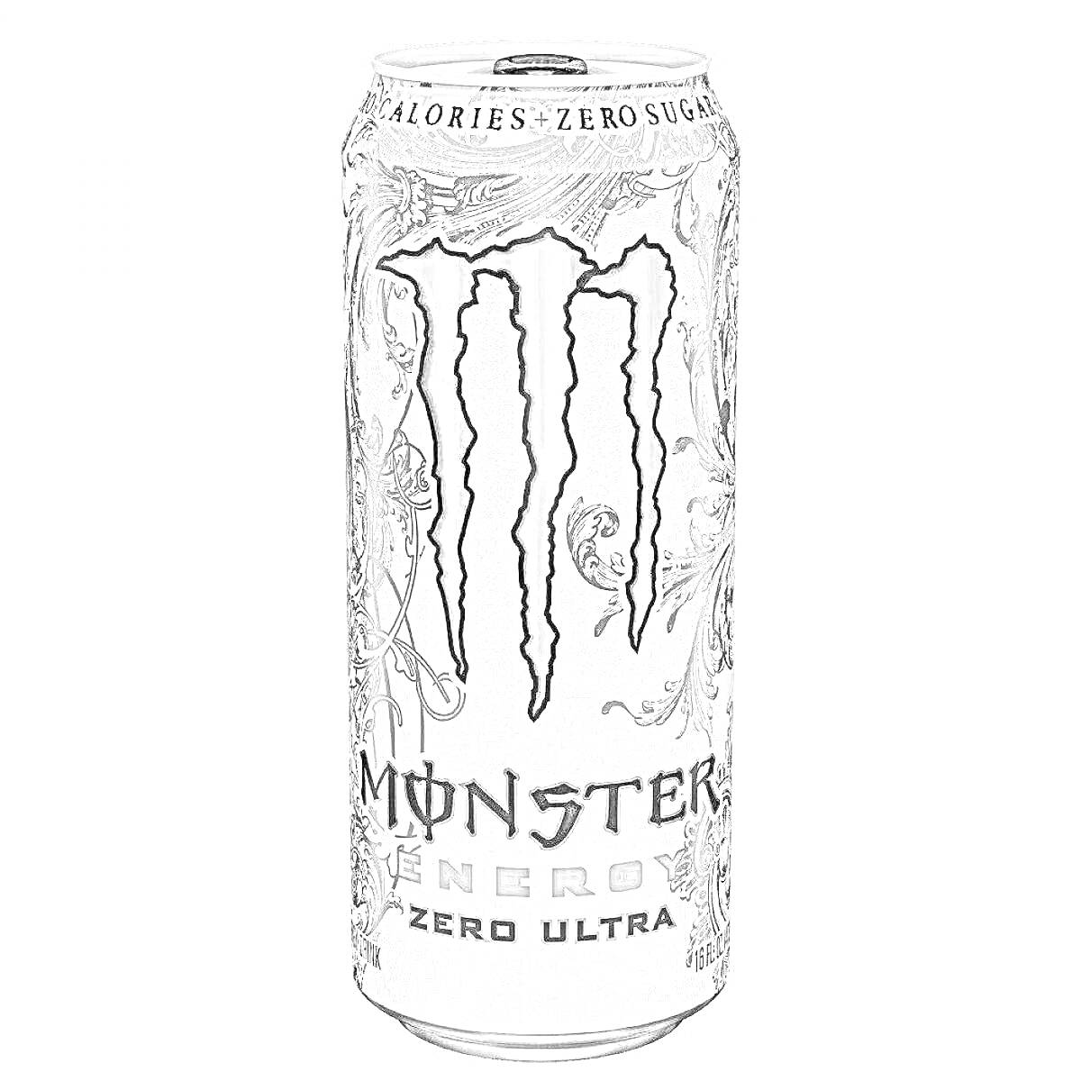 Банка энергетического напитка Monster Energy Zero Ultra с черным логотипом Monster на белом фоне