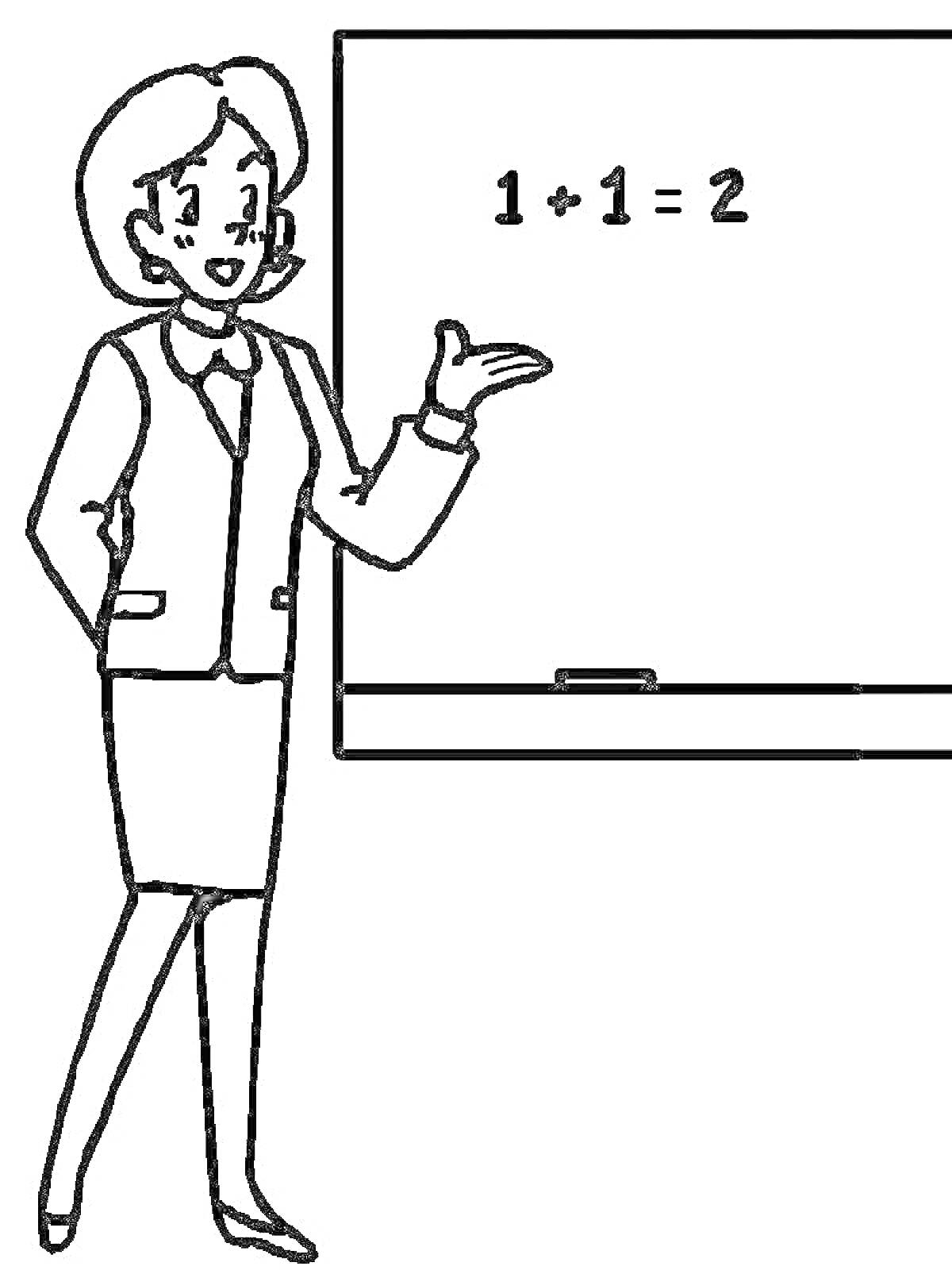 На раскраске изображено: Учитель, Доска, Математика, Школа, Образование, Уравнения