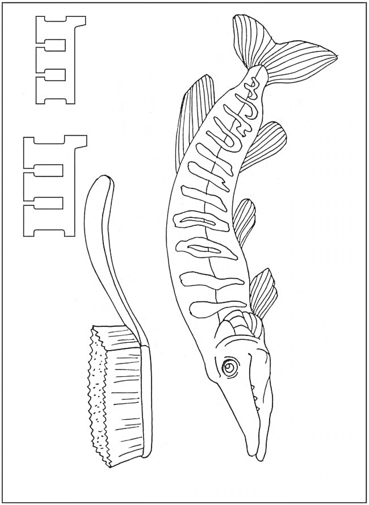 Раскраска буква Щ, щука, щётка