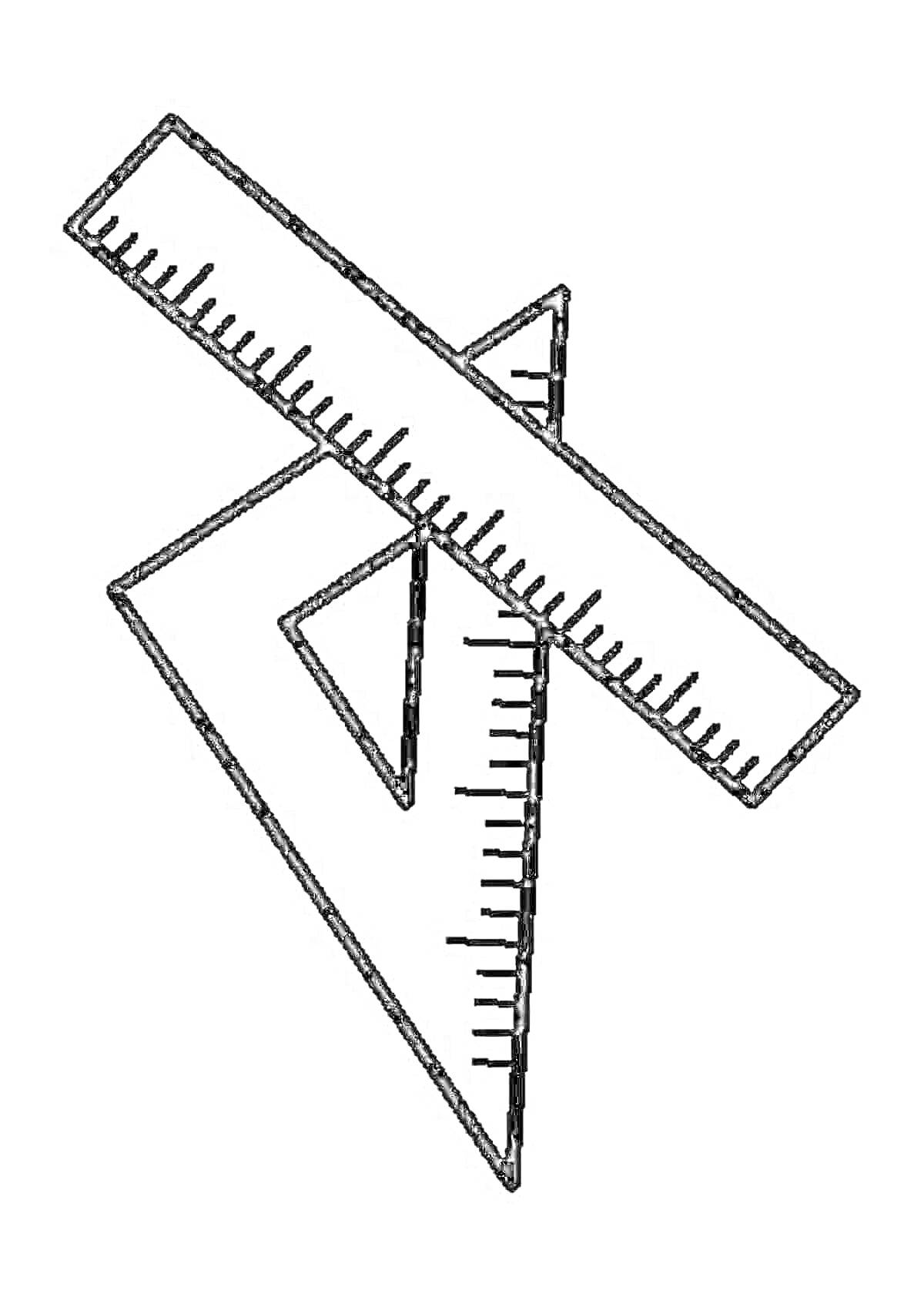 Раскраска Линейки и угольник для детей