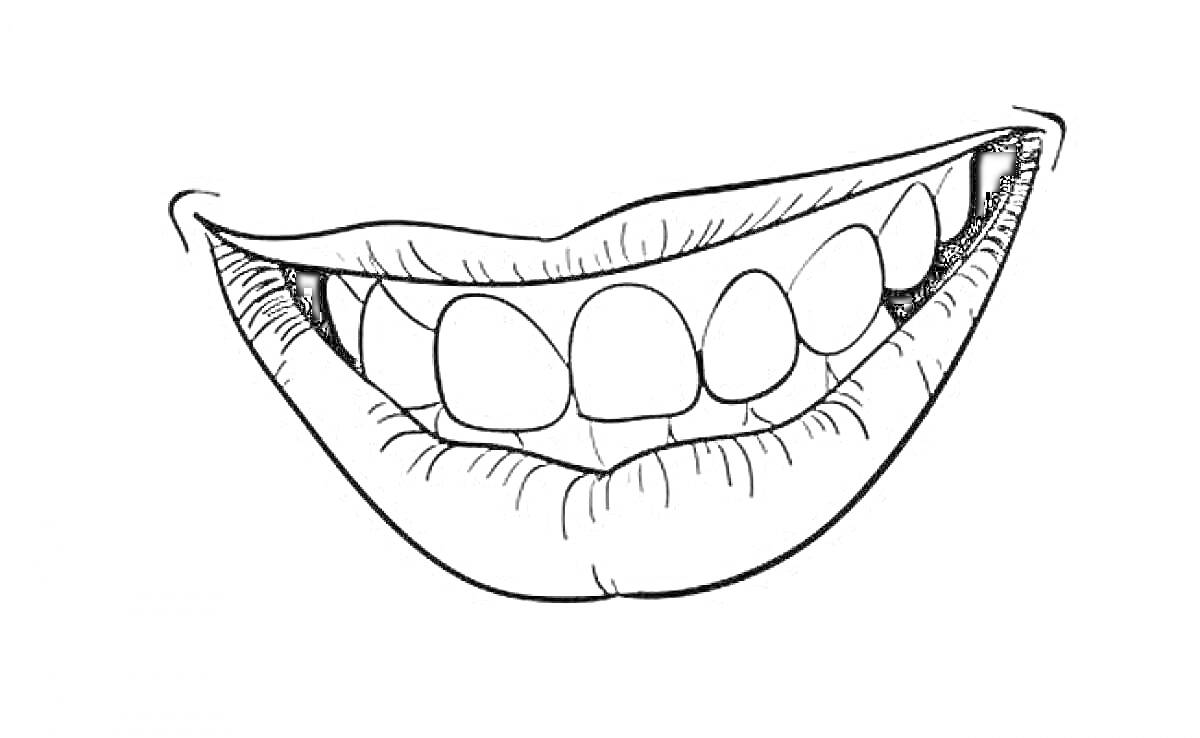Раскраска Улыбающийся рот с зубами