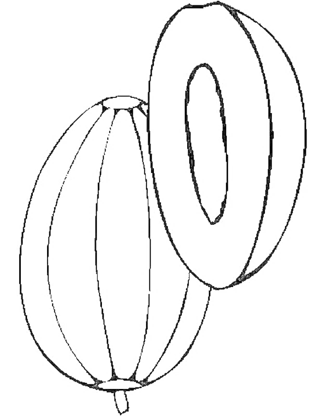 Раскраска Целая дыня и долька дыни