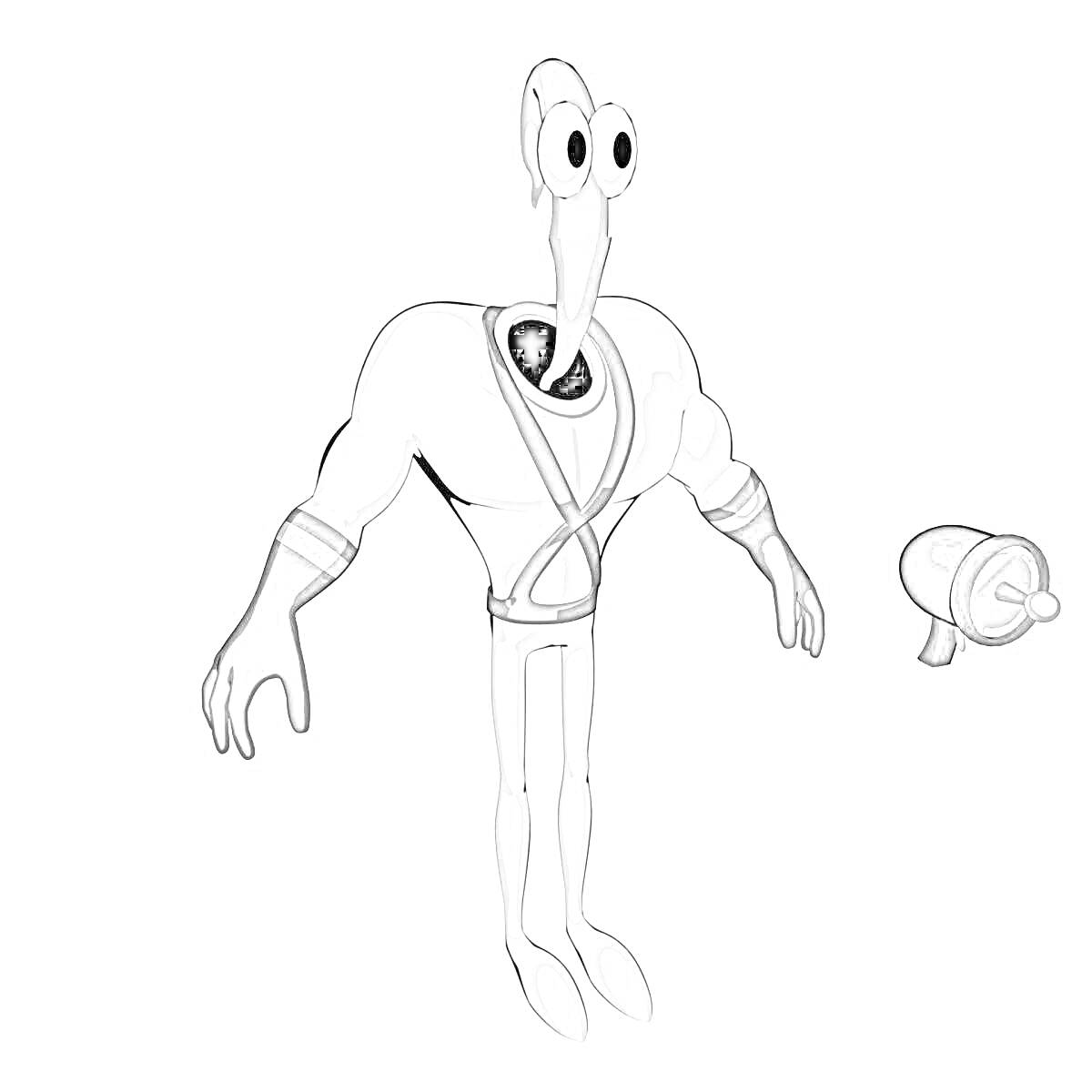 На раскраске изображено: Червяк, Оружие, Комиксы