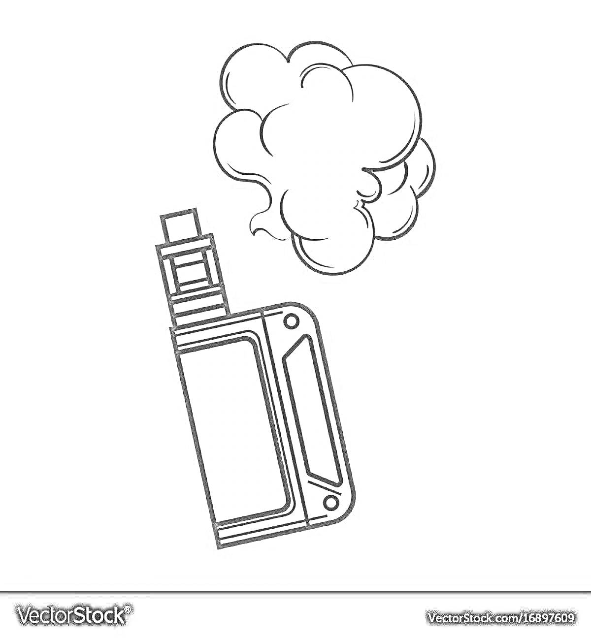 На раскраске изображено: Электронная сигарета, Вейпинг, Дым