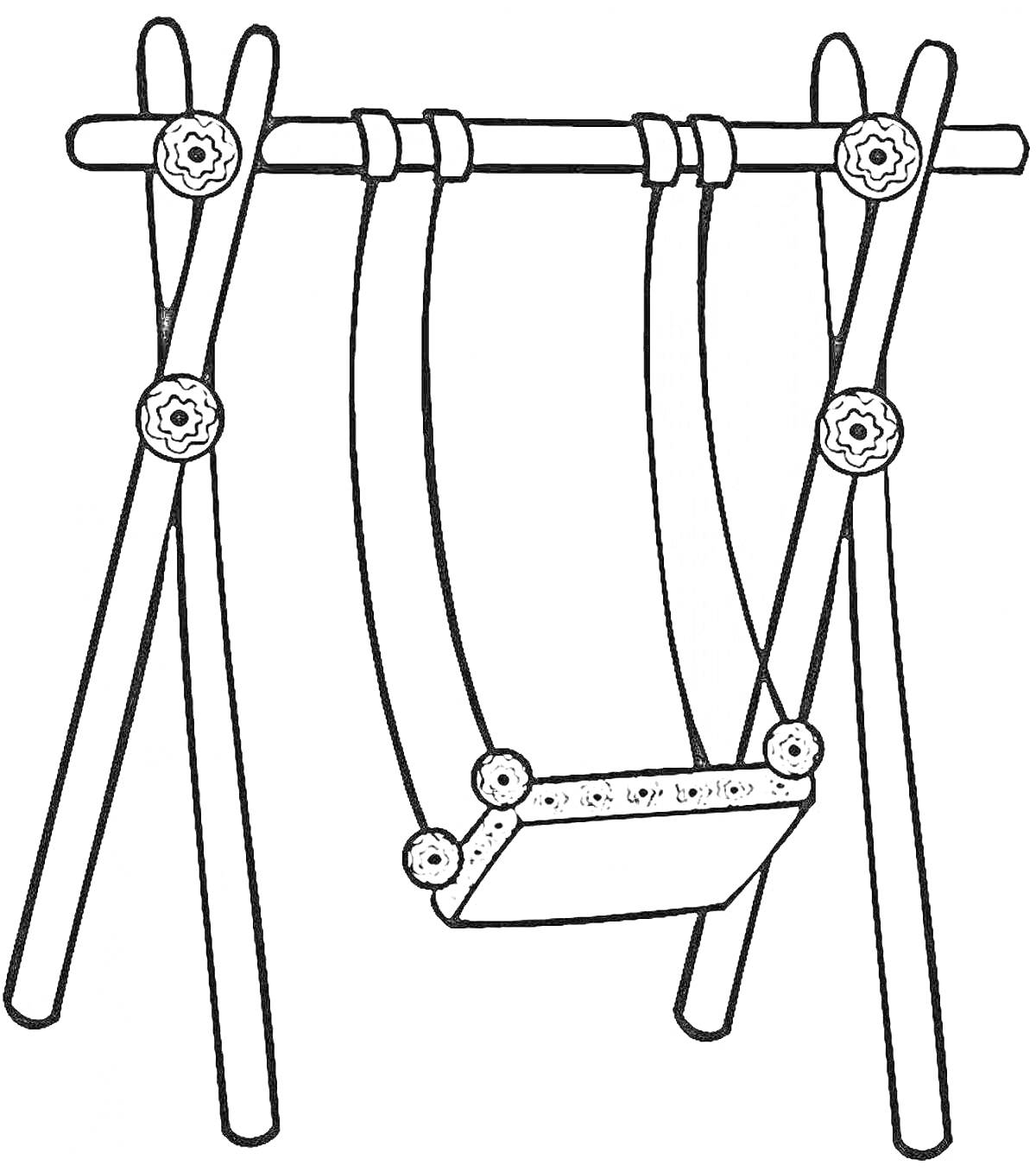Деревянные качели на стойках