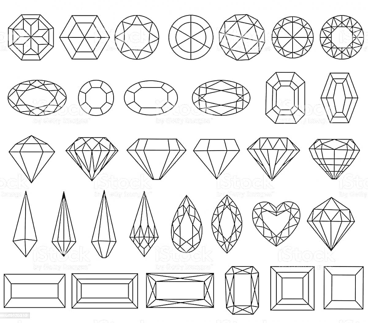 Разнообразие огранок и форм драгоценных камней