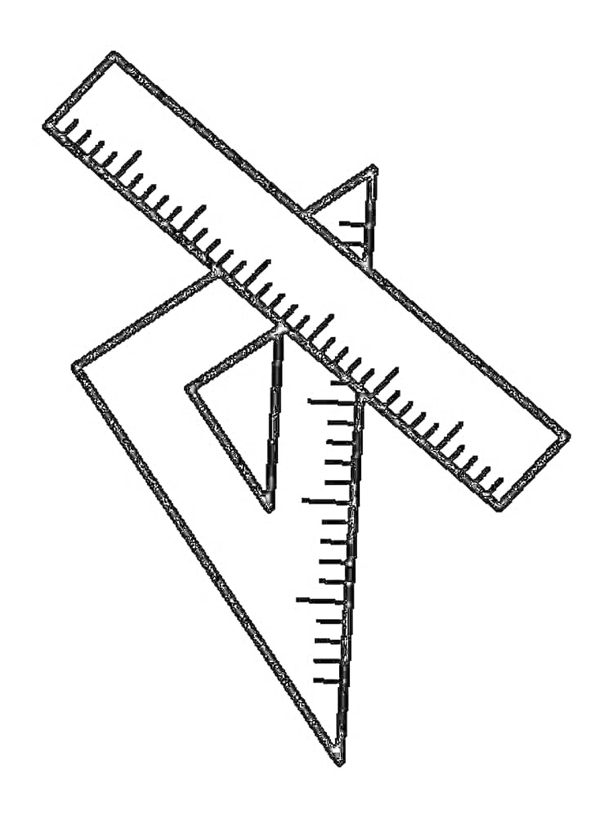 Раскраска Прямоугольная линейка и треугольный угольник