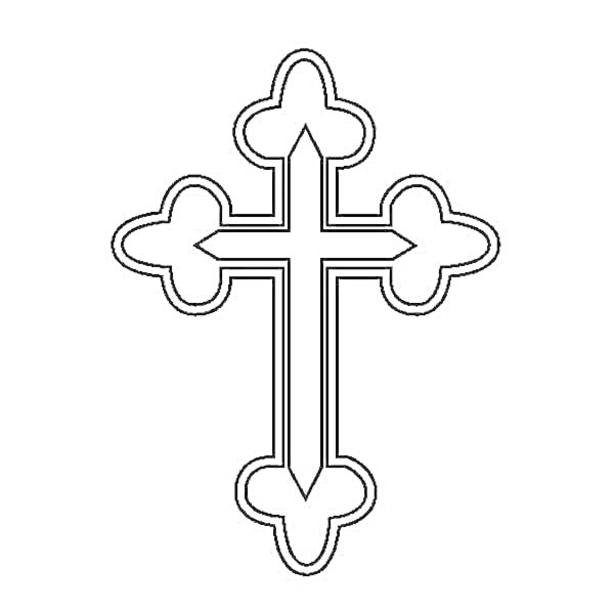 На раскраске изображено: Крест, Христианство, Религия, Символы