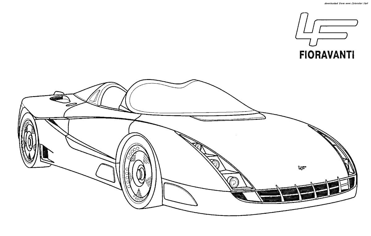 Раскраска Спортивный автомобиль с логотипом Fioravanti