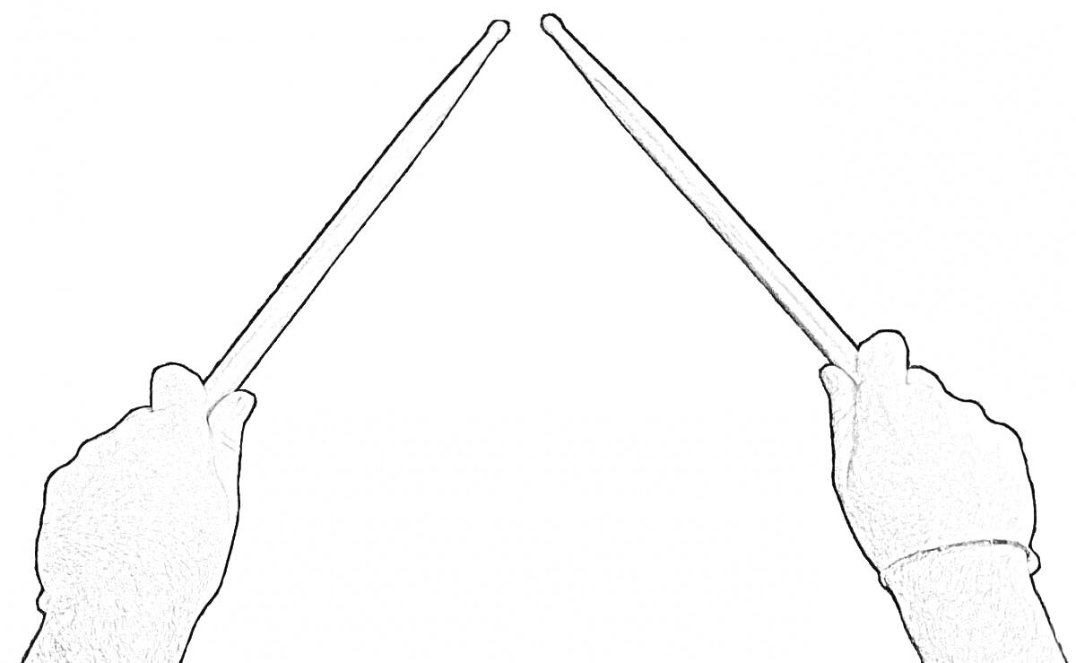 На раскраске изображено: Палки, Руки, Творчество, Инструмент
