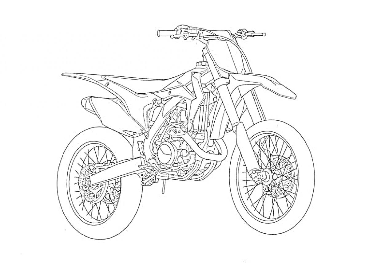 На раскраске изображено: Мотоцикл, Транспорт, Колёса, Рама, Резина