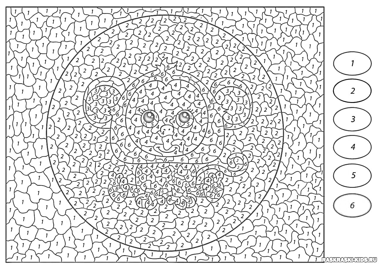 Раскраска Раскраска по номерам с изображением обезьянки