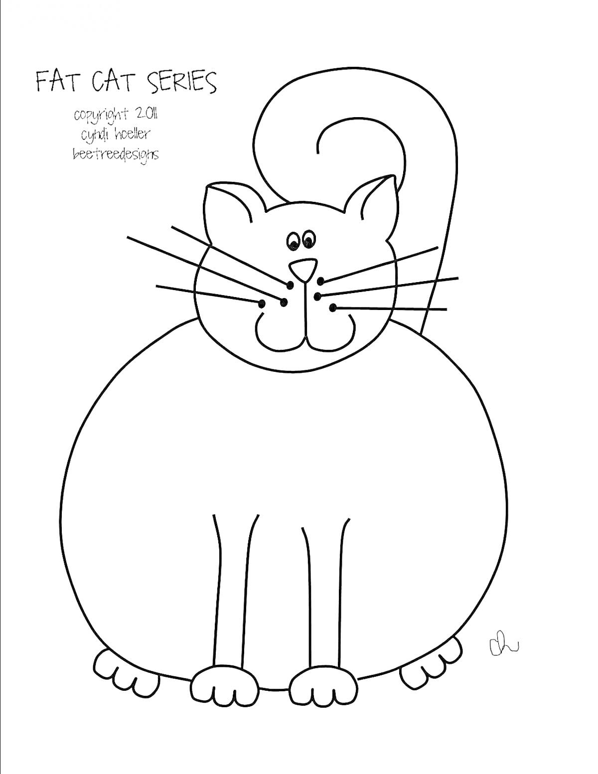 На раскраске изображено: Кот, Толстый кот, Усатый кот, Хвост, Лапы, Мультяшный кот