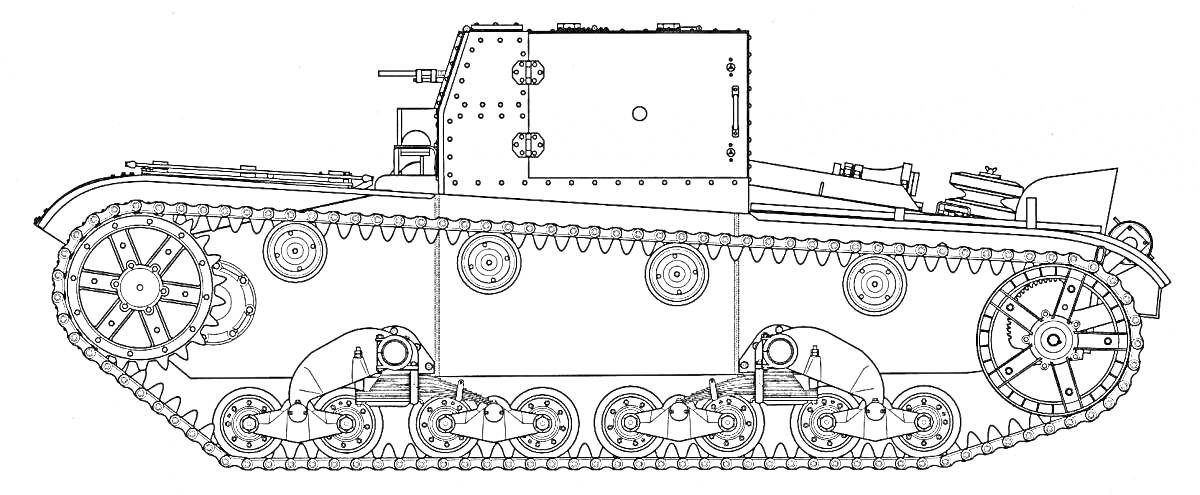 Танк Т-35 с башней, гусеницами и элементами корпуса