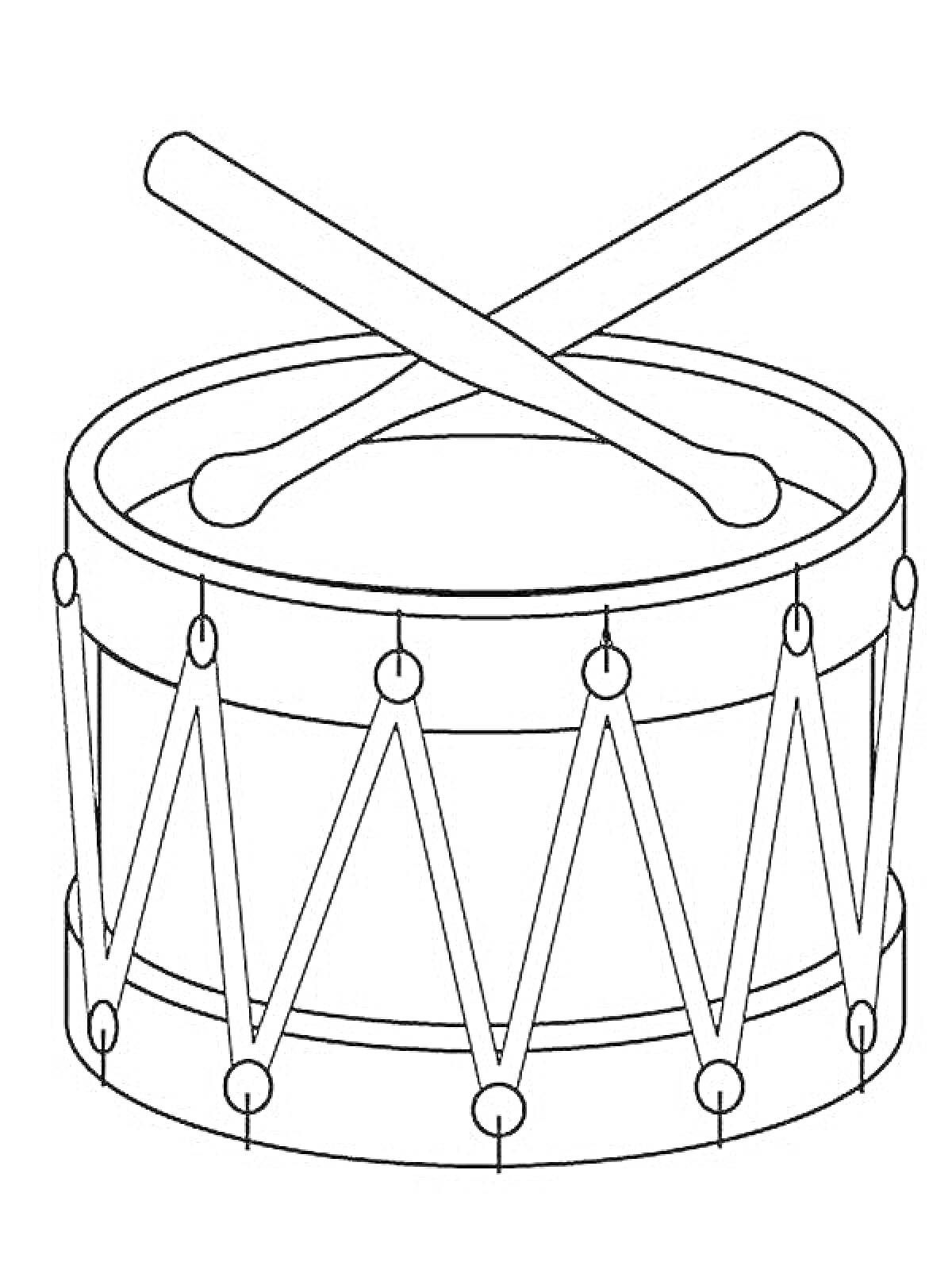 На раскраске изображено: Барабан, Музыка, Перкуссия, Музыкальные инструменты