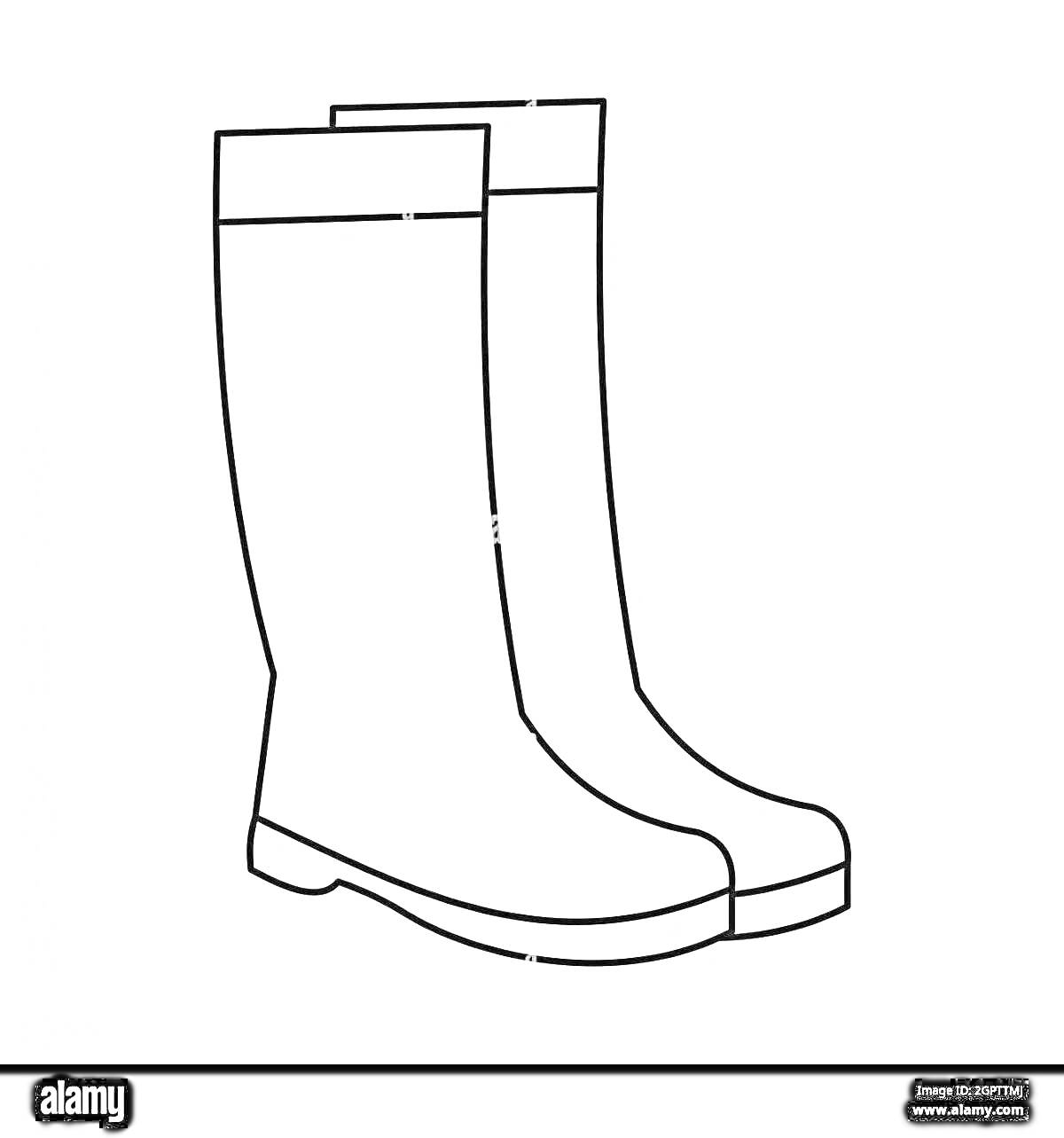 На раскраске изображено: Резиновые сапоги, Дождь, Пара сапог