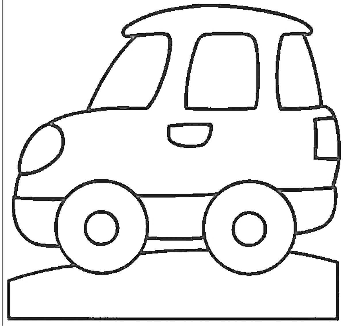 На раскраске изображено: Транспорт, 2 года, 3 года, Садик, Для детей, Авто, Дороги