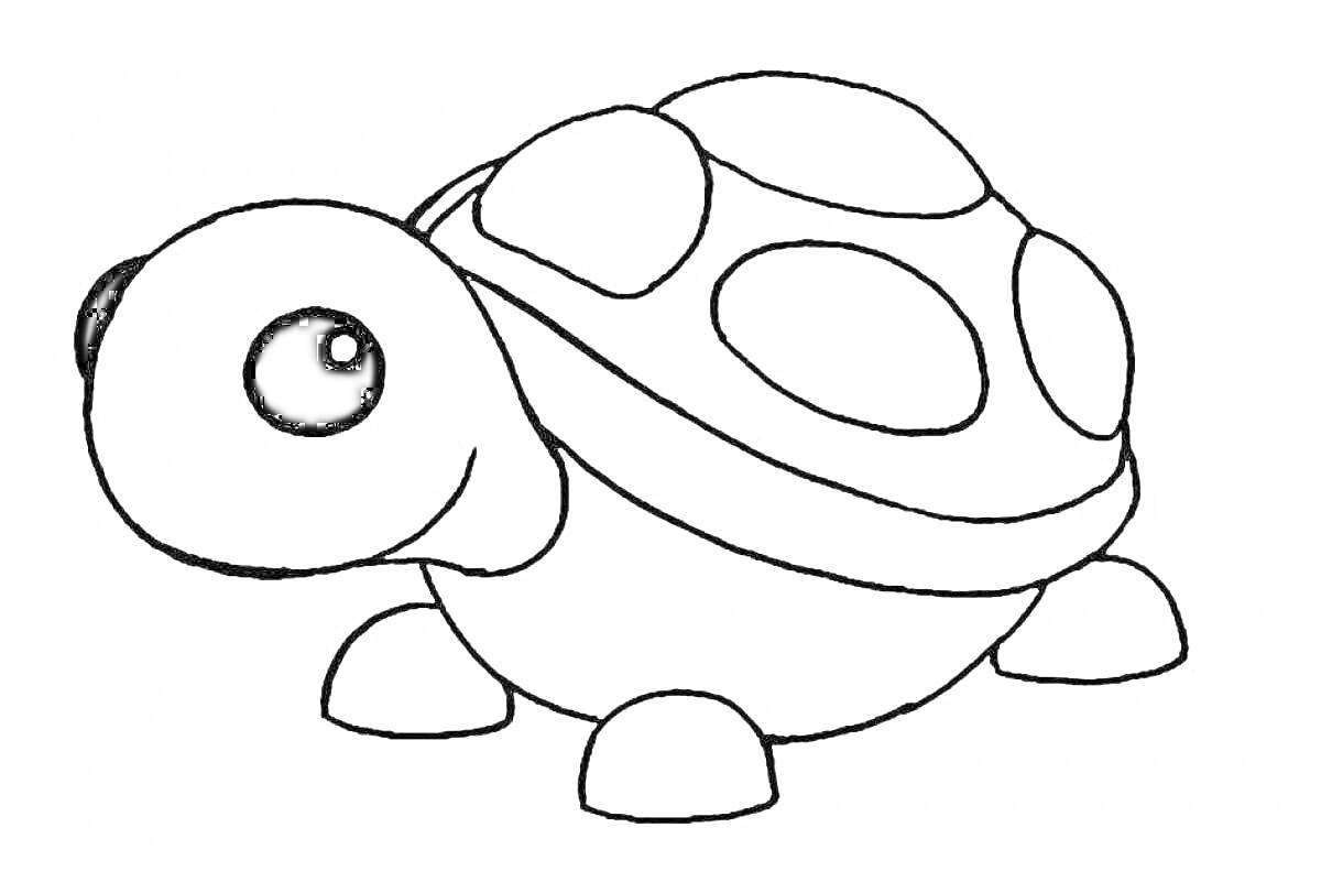 На раскраске изображено: Черепаха, Питомец, Roblox, Крупные глаза, Лапы